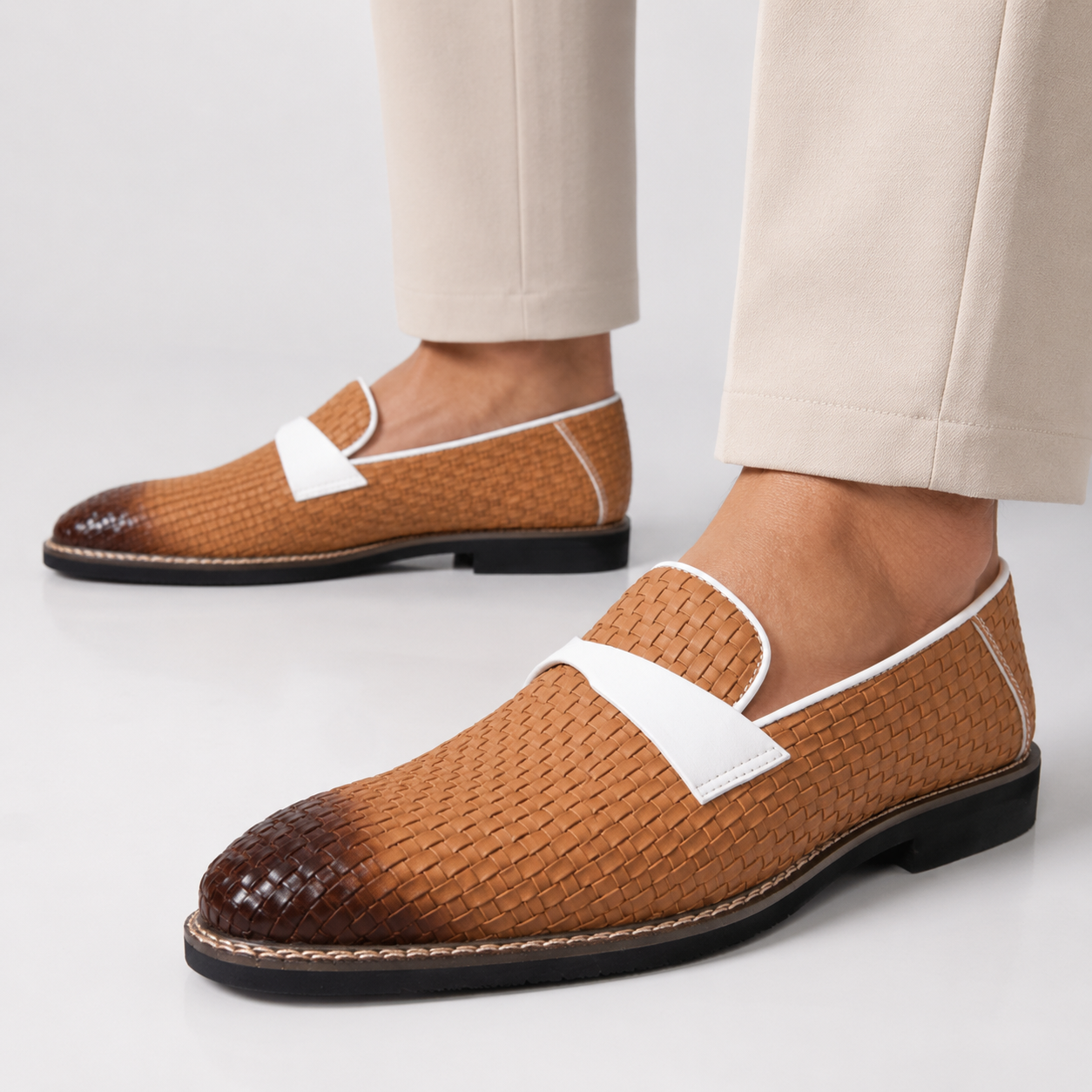 Santori Woven Leather Loafers